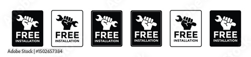 Free Installation Service Icons with Wrench and Hand