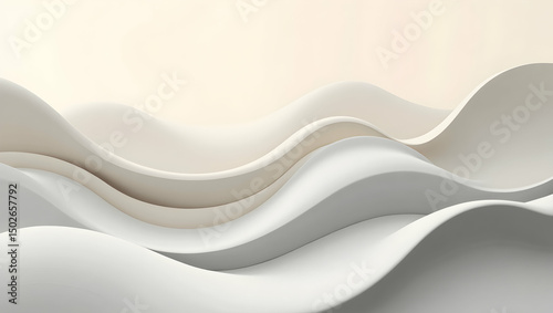 Digital Background Abstract wave contours pulse in light gray over soft beige