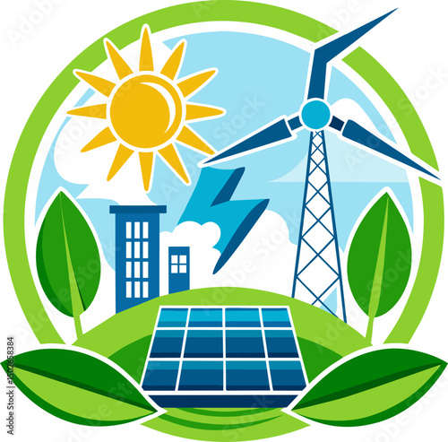 Illustrative icons representing renewable energy sources