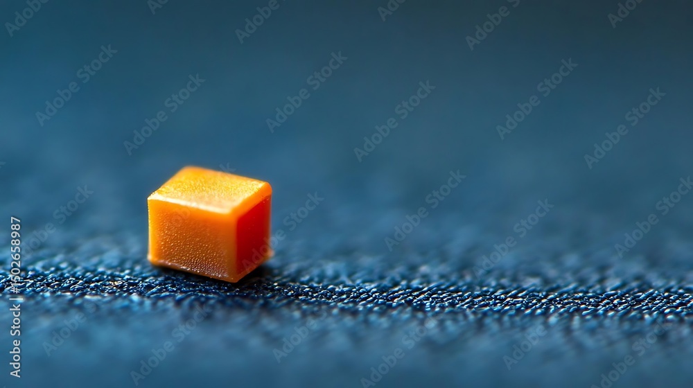 Orange cube, macro shot, dark background, simple design, product photography Orange cube, macro shot, dark background, simple design, product photography