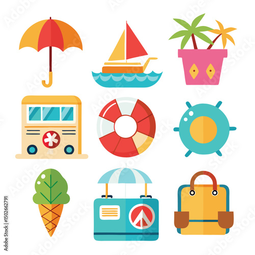 9 vacation editable icons set