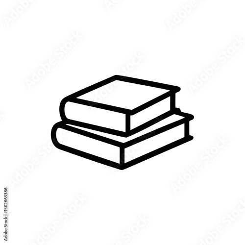 Small Stack of Books Line Icon — Minimal Book Pile Vector