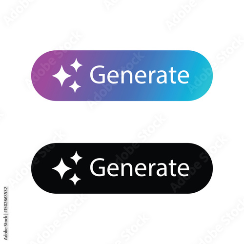 Generated AI button and AI icon. Artificial intelligence Generate button in trendy neumorphic style. Artificial intelligence online tool, icon UI. Artificial intelligence and Machine learning icon.