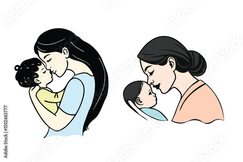 mother and baby mothers day love art for graphics design