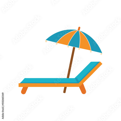 sunbed with umbrella vector, silhouette vector icons
