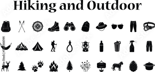 Hiking and outdoor elements, hiking day, mountain day concept