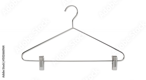 Metal clothing hanger on white background