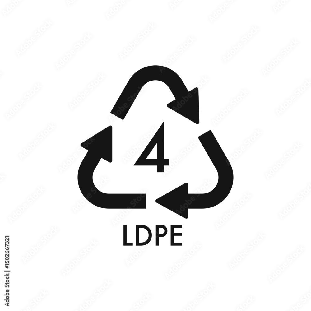 LDPE 4 Plastic Free Symbol Black logo icon vector sign LDPE 4 Plastic Free Symbol Black logo icon vector sign