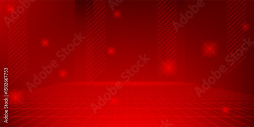 red glowing abstract background with mix of broken square patterns on elegant red background
