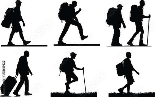 Traveler Man Vector   Silhouette Bundle Adventure 
 Journey Inspired.