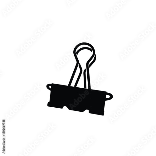 Silhouette of paperclip on white background