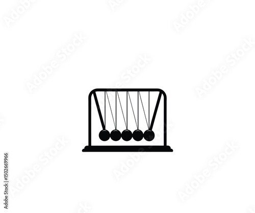 Silhouette of pendulum balls on white background