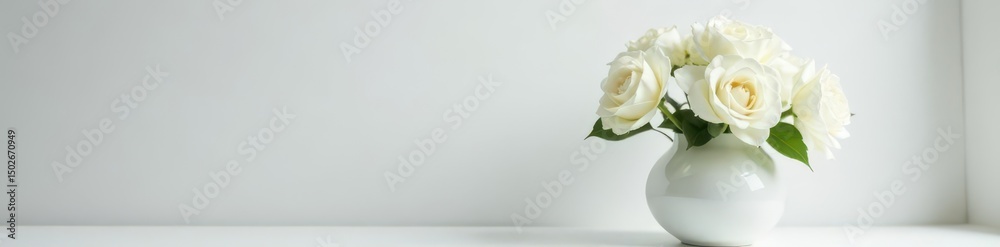 Fototapeta premium Classic white vase, elegant white floral arrangement , minimalist, purity