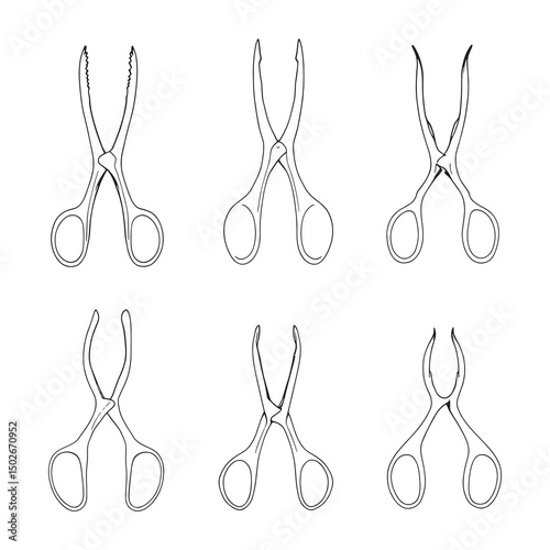 minimalist vector drawing tongue forceps medical tool outline