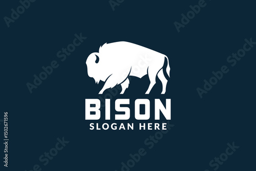 bison logo design. logo icon vector illustration silhouette
