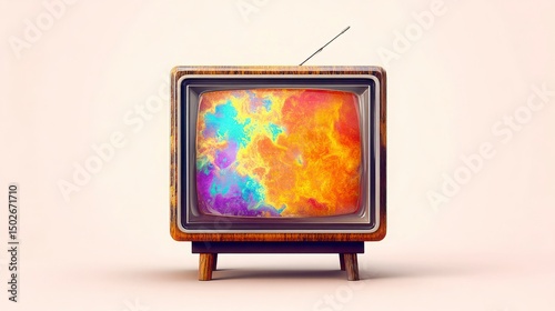 Vintage TV with abstract glow, evoking nostalgic retro charm