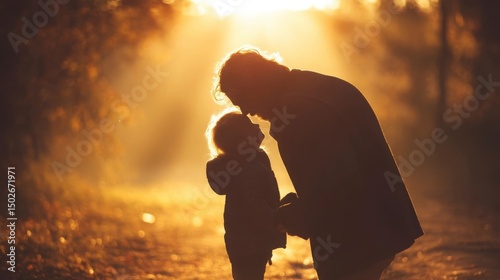 Parent and child sharing a tender moment in golden light, symbolizing unconditional love and connection.