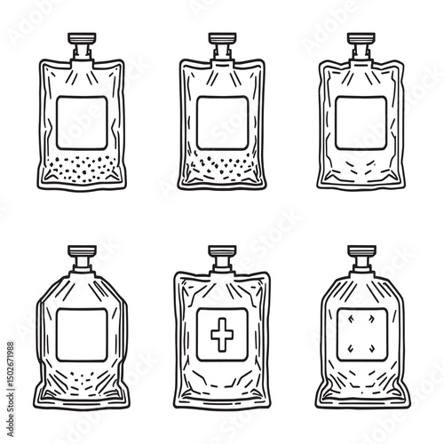 Minimalistic vector drawing of hospital urine collection bag