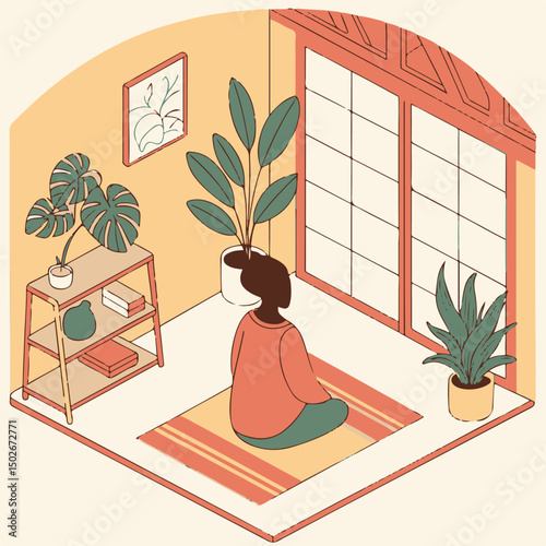 a women yoga a home vactor poster