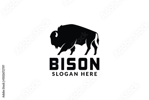 bison logo design. logo icon vector illustration silhouette