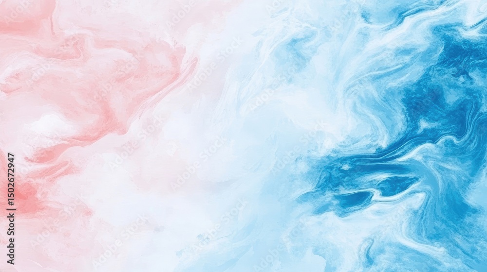 Fototapeta premium Abstract swirls of pink and blue paint create a mesmerizing blend of colors and textures