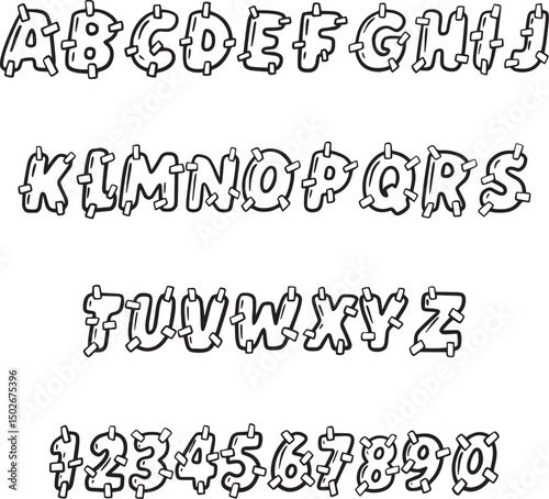 Sticky Tape Sellotape  typography font lettering ABC cartoon vector text