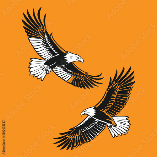Sleek Eagle Diving Down Logo Vector on gradient Background