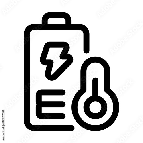 Battery Temperature Line Icon. Single icon, line vector icon