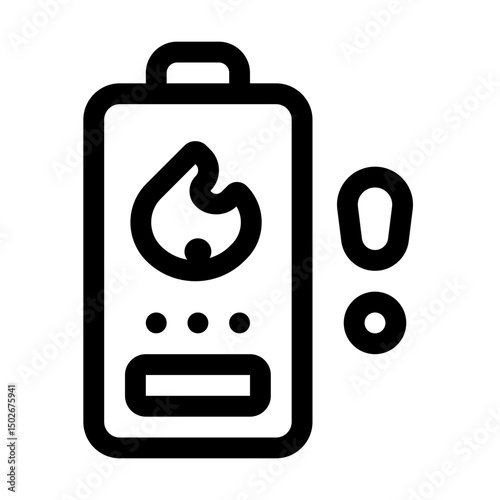 Battery Overheat Line Icon. Single icon, line vector icon