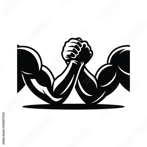 Arm Wrestling Power Silhouette vector Art & Illustration