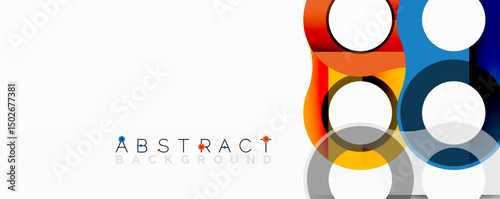 Modern design features overlapping circles. Vibrant colors create dynamic visual effect. Clean aesthetic suits various applications.