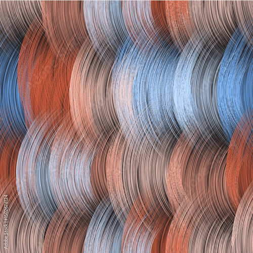 Seamless colorful  pattern with row of grunge striped  arc elements