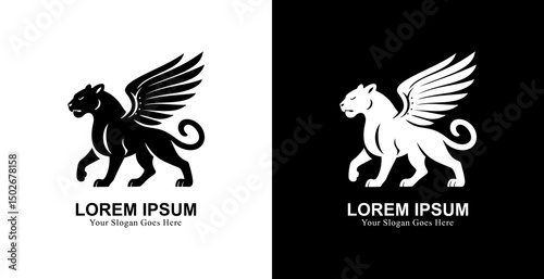 Modern style winged panther logo design