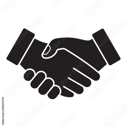 Handshake icon, vector isolated on white background, Handshake vector illustration. Shake hand silhouette, relationship, friends, vector icon. Business agreement handshake teamwork, friendship vector.