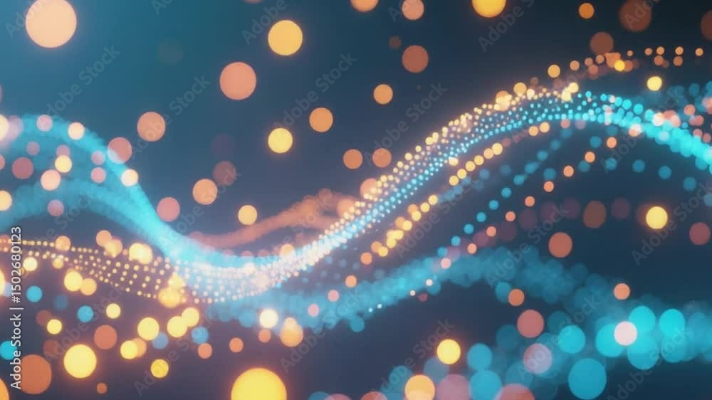 Abstract animation background with moving glowing dots, magic flickering particle effect, dreamy digital bokeh motion in soft colors, video download