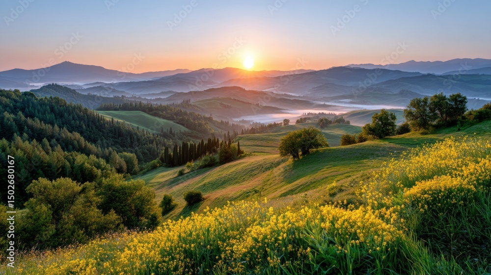 Fototapeta premium Scenic Mountain View at Sunrise