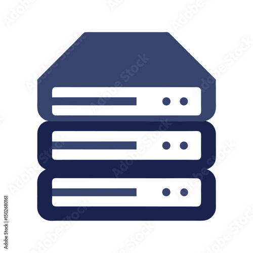 Simple flat icon illustration of a data server rack depicting hosting and technology concepts