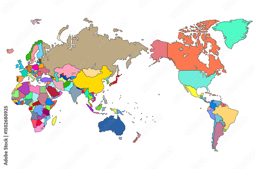 Obraz premium 大好きな色で描かれた世界地図