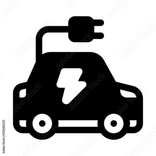 Electric Vehicle Glyph Icon. Single icon, glyph vector icon
