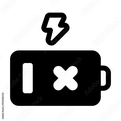 Not Charging Glyph Icon. Single icon, glyph vector icon