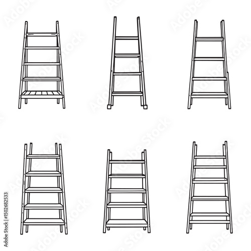 Simple elegant ladder shelf line drawing vector artwork