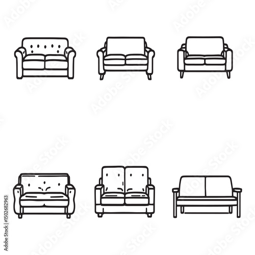simple elegant sofa outline drawing for interior decoration