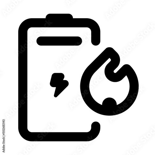 Battery Overheat Simple Line Icon. Single icon, line vector icon