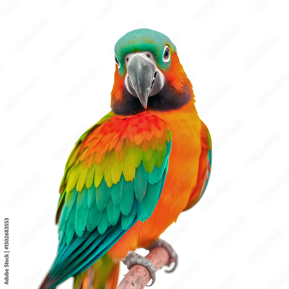 Fototapeta premium Brightly feathered blue and yellow macaws are colorful tropical birds