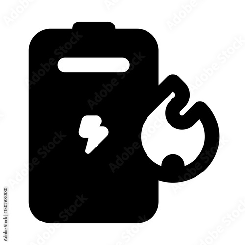 Battery Overheat Simple Glyph Icon. Single icon, glyph vector icon