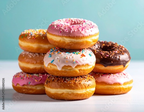 Wallpaper Mural Stack of assorted delicious glazed donuts Torontodigital.ca