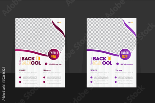 Tableau sur toile Creative Back to school flyer design for admission for school