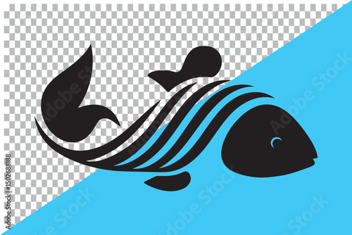 Vector check mark icons set fish icon seafood fishing Pisces marine aquatic life flat vector design apps isolated outline graphic silhouette website illustration clip art wildlife fishery animal fin