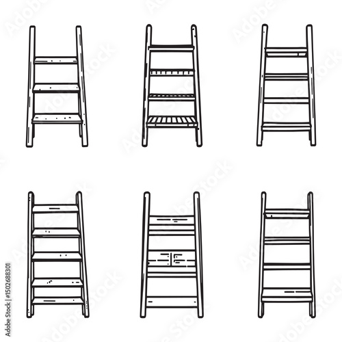 Stylish ladder shelf vector line art minimalist design