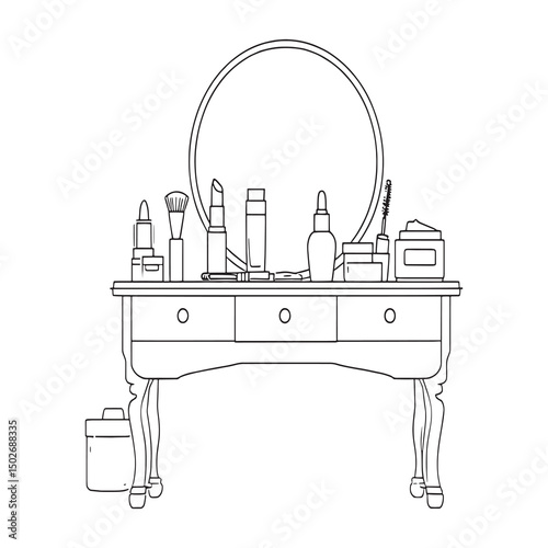 stylish makeup vanity contour line art illustration